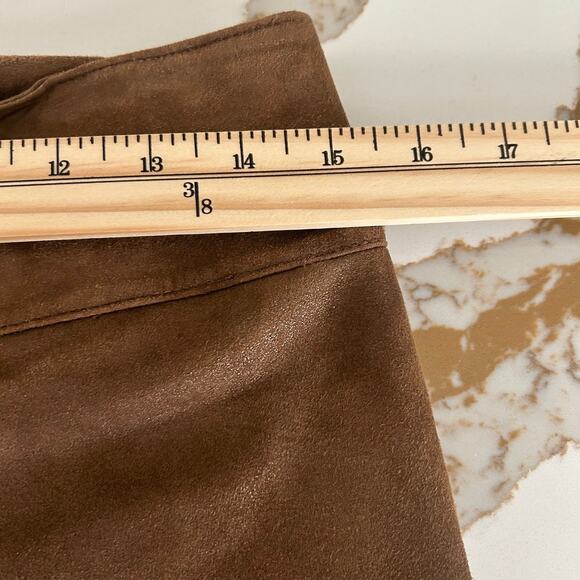 Cache Suede Leather Pants SZ8 Bootcut Y2K Vintage Metallic Bronze Brown Boho - Picture 10 of 13